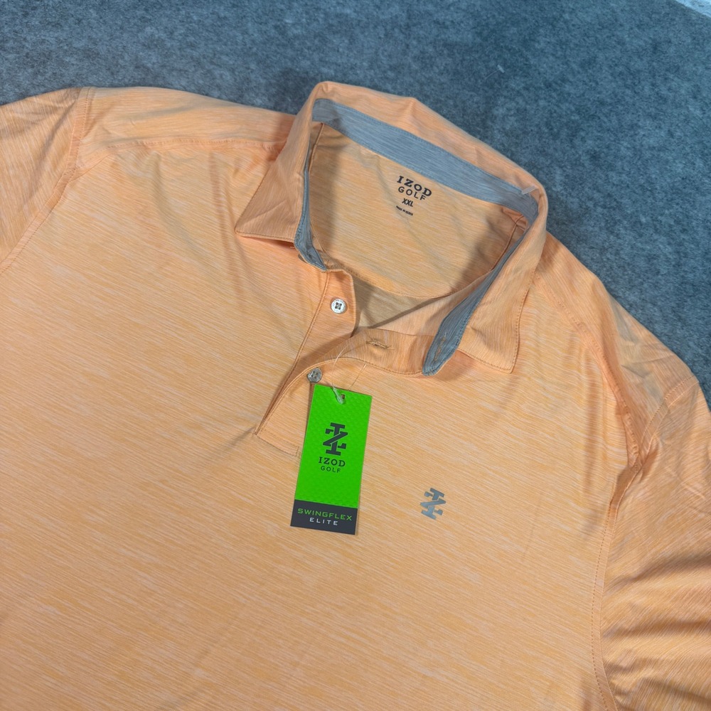 IZOD Golf Swingflex Elite Polo Shirt Mens XXL Cantaloupe Orange Heather New